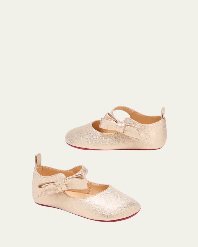 Girl's Lou Babe Shimmer Bow Ballerina Shoes,